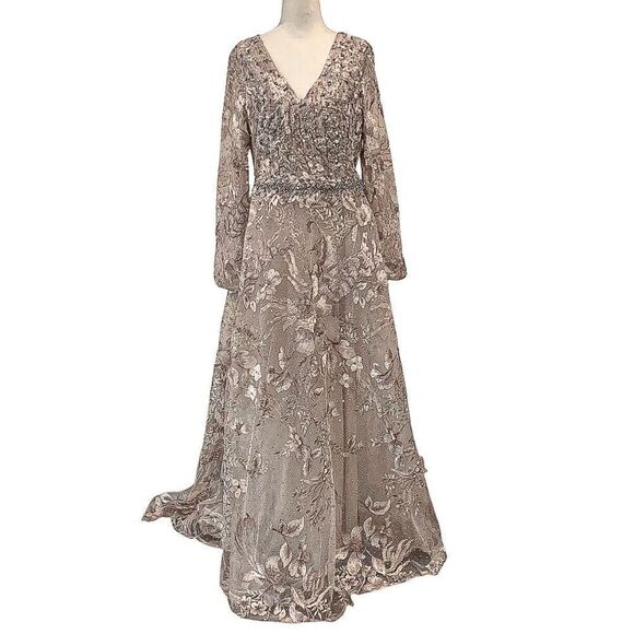 Mac Duggal 20214 Vintage Lilac Gown Long Evening Prom Gala Dress Size 10 Wedding - Picture 2 of 11